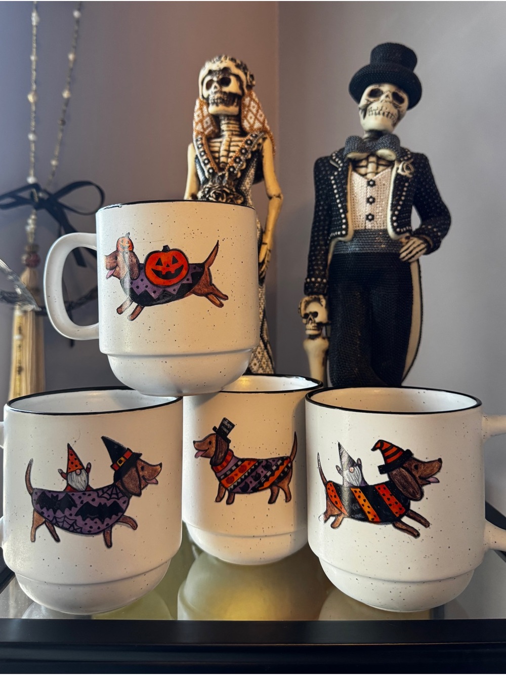 🎃 Halloween Dachshund Mug Set of 4 🐾